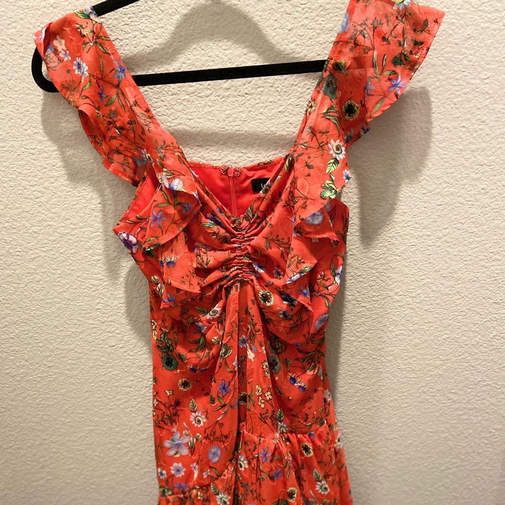 Red floral cocktail dress